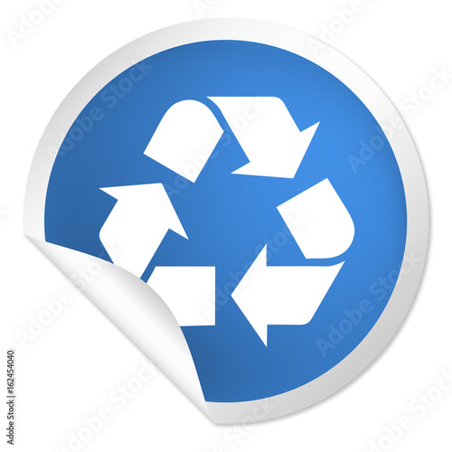 runder Sticker blau - Recycling