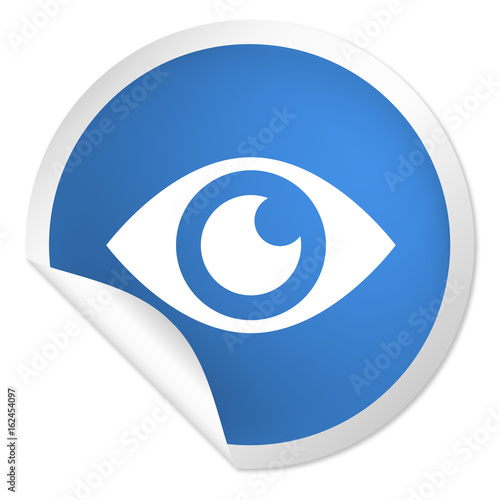 runder Sticker blau - Auge