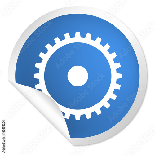 runder Sticker blau - Zahnrad - Einstellungen