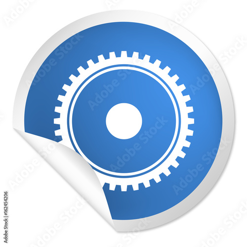 runder Sticker blau - Zahnrad - Option