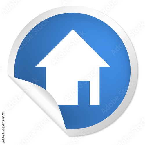 runder Sticker blau - Haus