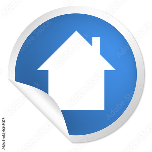 runder Sticker blau - Wohnhaus