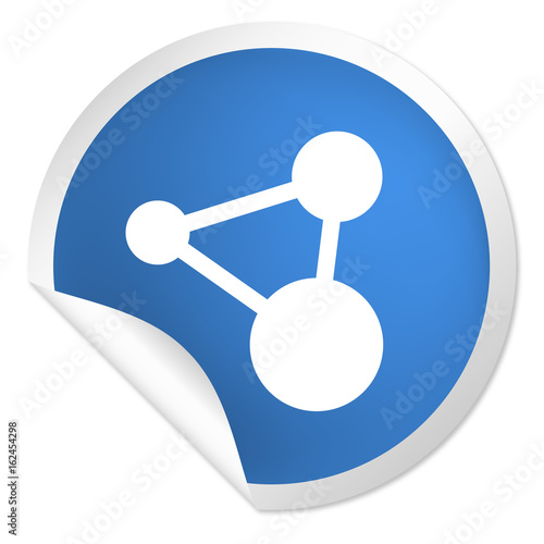 runder Sticker blau - Verknüpfung - Netzwerk