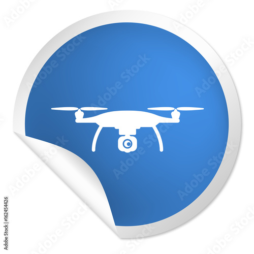 runder Sticker blau - Drohne