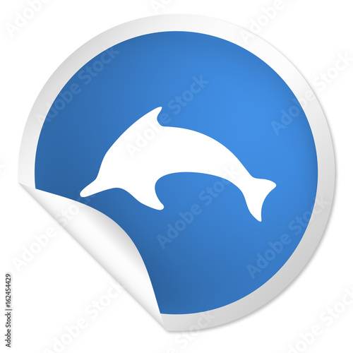 runder Sticker blau - Delfin