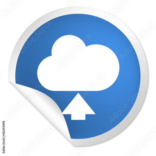 runder Sticker blau - Wolke - Upload