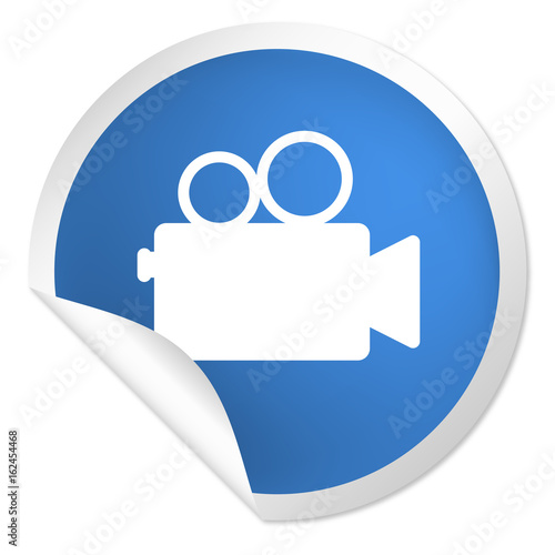 runder Sticker blau - Kamera