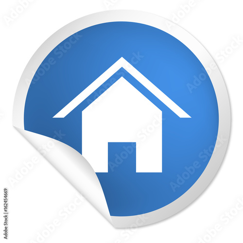 runder Sticker blau - Zuhause