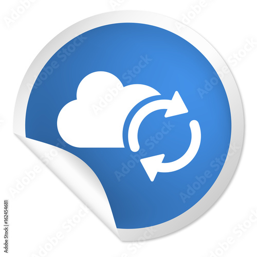 runder Sticker blau - Wolke - Synchronisation