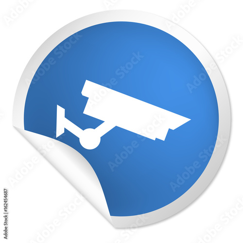 runder Sticker blau - Videoüberwachung