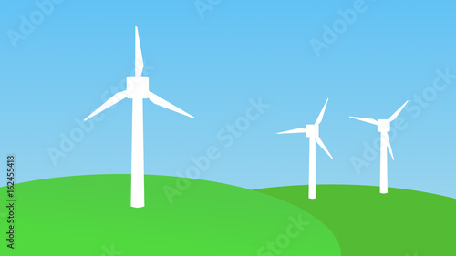 Peaceful wind turbine Cartoon Background