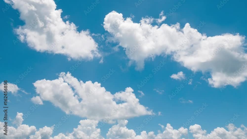 Time lapse of white cloud moving with blue sky