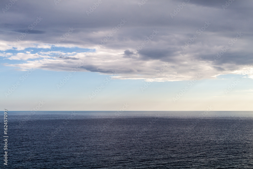 Sea and the cloudy sky