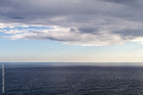Sea and the cloudy sky