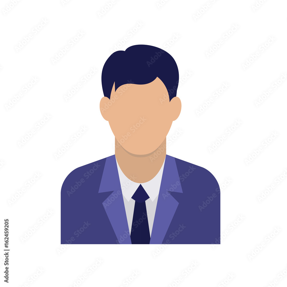 Businessman flat icon. Man in business suit. Avatar of businessman. Vector colored illustration isolated on white background