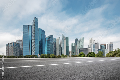 empty road with modern buildings