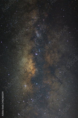 Milky way galaxy. Long exposure photograph.With grain