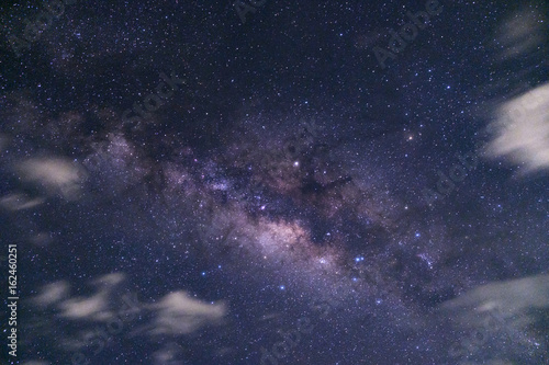 Milky way with cloud sky  Long exposure photograph.with grain