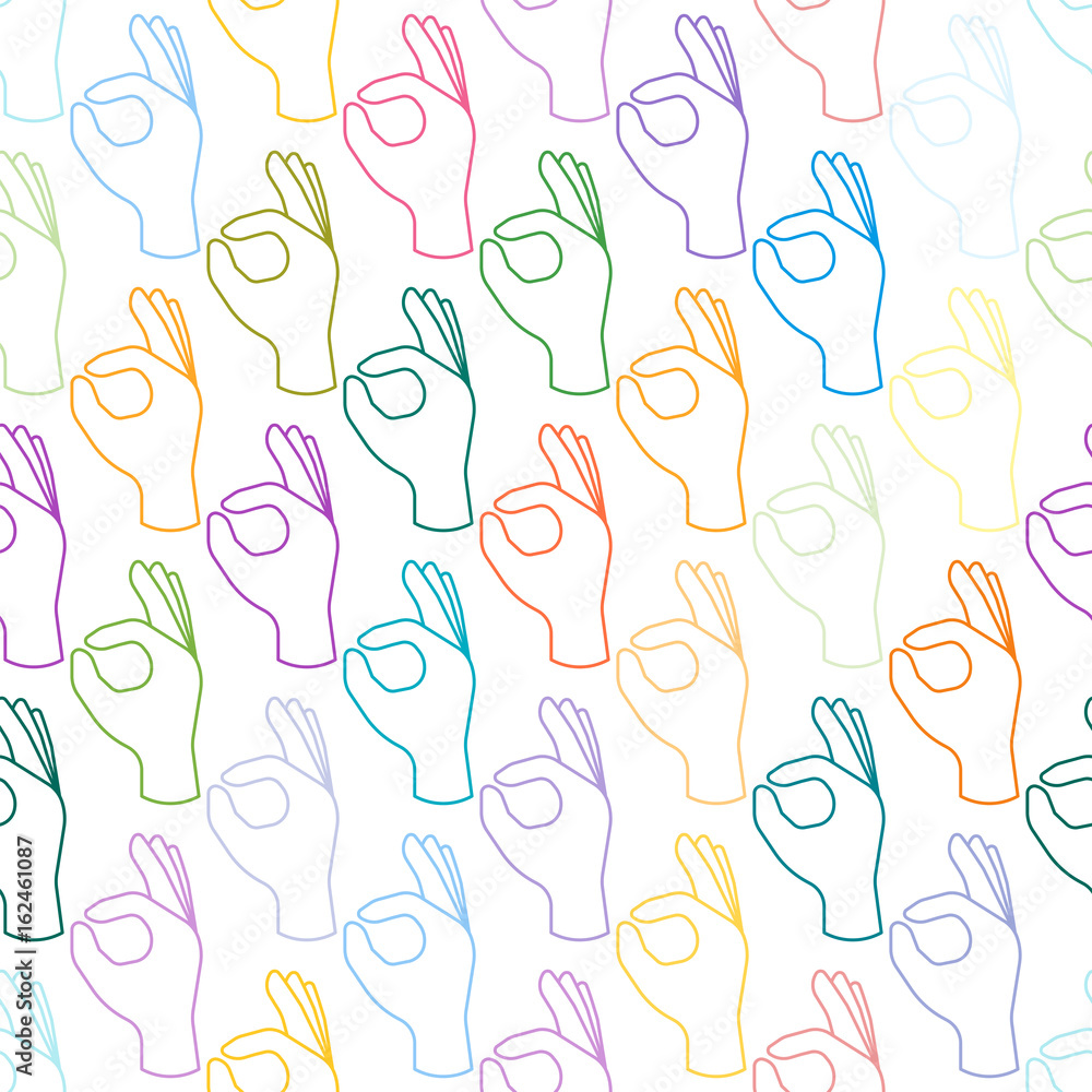 Ok hands success gesture okey yes agreement signal seamless pattern human agree best approval vector. Ok hands success gesture okey yes agreement signal seamless pattern human agree best approval vector.