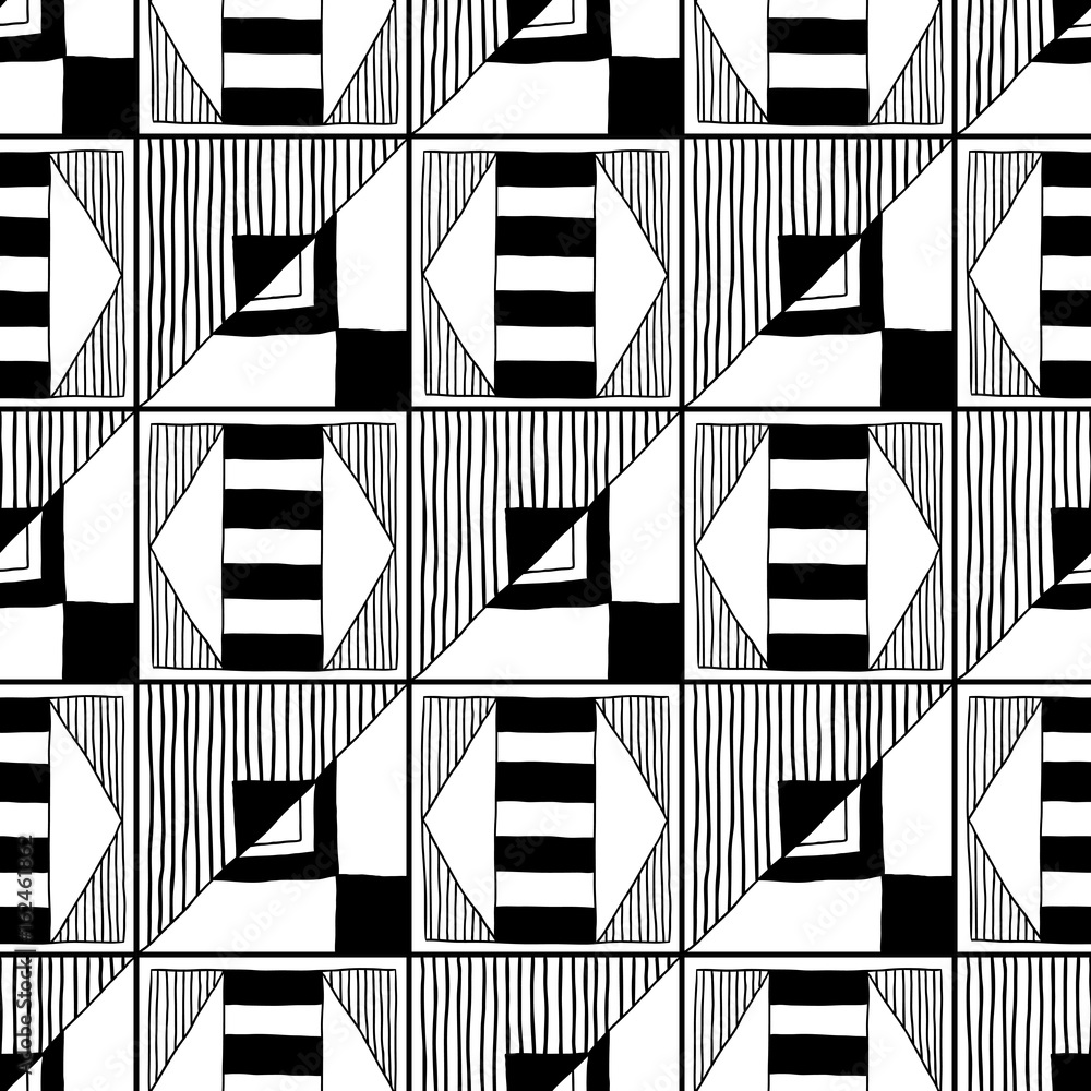 Abstract seamless pattern. Black and white illustration for coloring books. Background for design Abstract seamless pattern. Black and white illustration for coloring books. Background for design