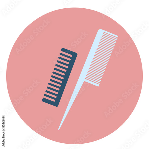 Flat vector hairdressing combs, barber hair combs, isolated hairdressing accessories