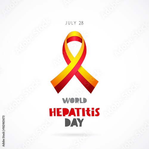 World Hepatitis Day. Yellow-red ribbon