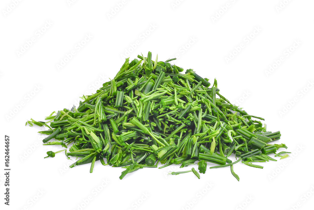 pile of slice green senegalia pennata leaf or or cha om isolated on white background pile of slice green senegalia pennata leaf or or cha om isolated on white background