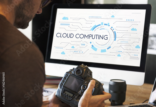 Cloud computing technology hub graphic