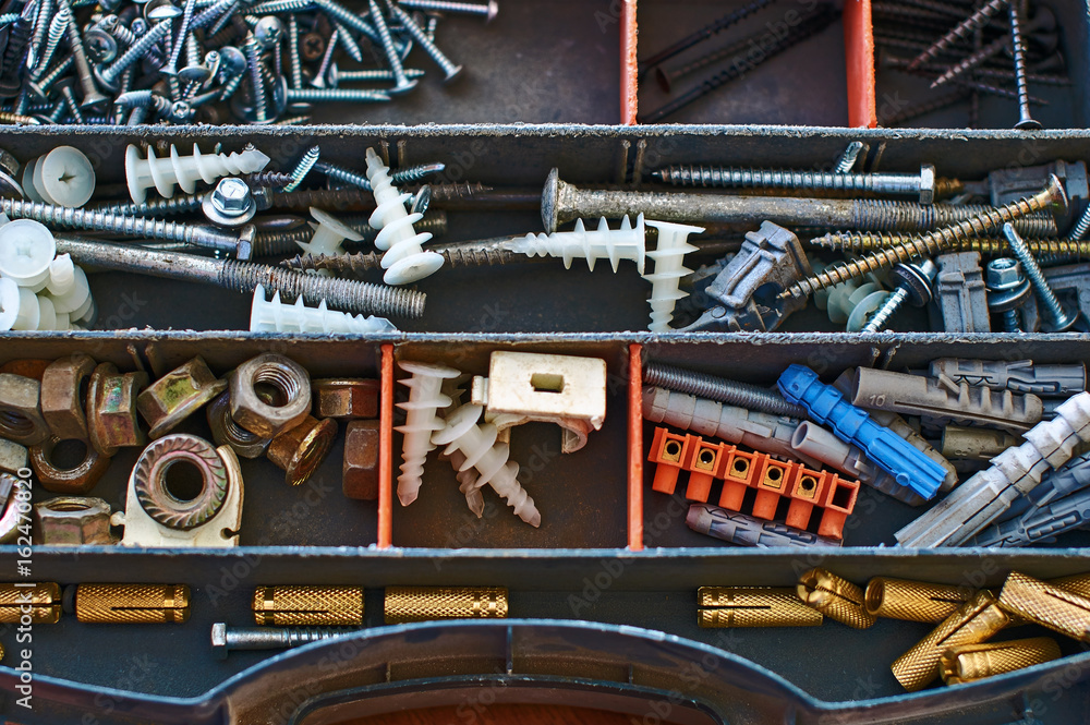 Fototapeta premium Used repair kit on the table closeup