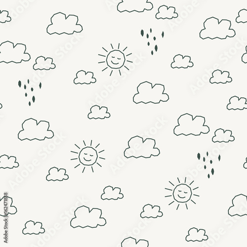 seamless pattern with sun and clouds