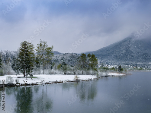 Alpine lake in snow