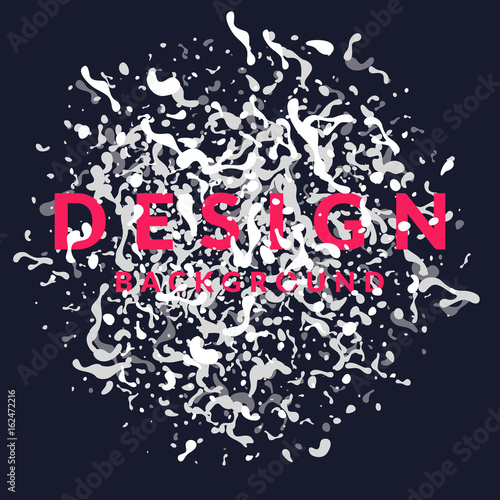 Bright abstract background with explosion of white splashes and word design. Vector illustration