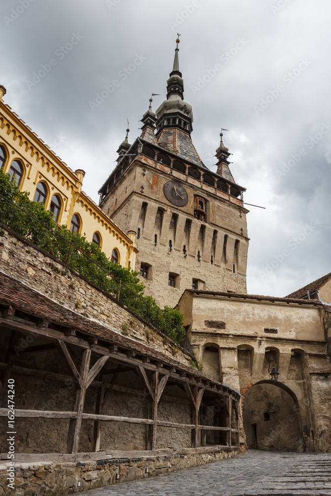 Fortification tower in the historic centre of Sighisoara, Romania