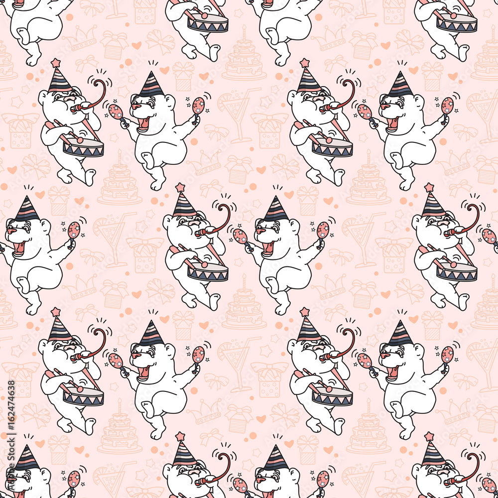 Vector Seamless pattern with cute bears.