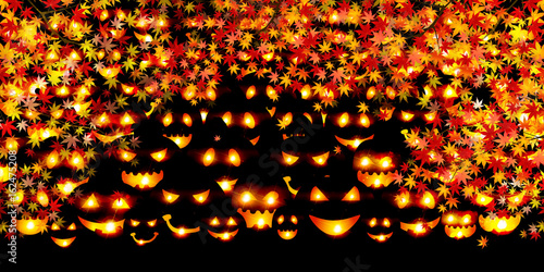ハロウィン　かぼちゃ　紅葉　背景