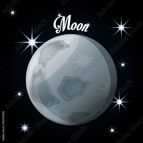 moon natural satellite of the earth vector illustration