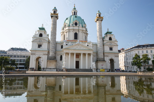 View of Karlskirche (St. Charles's Church, 1737) - one of the city's greatest buildings. VIENNA, AUSTRIA
