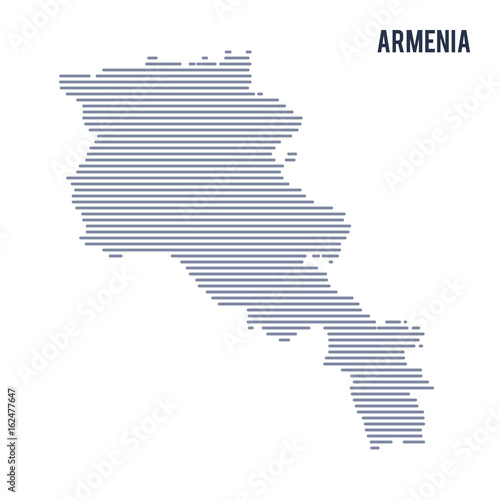 Vector abstract hatched map of Armenia with lines isolated on a white background.