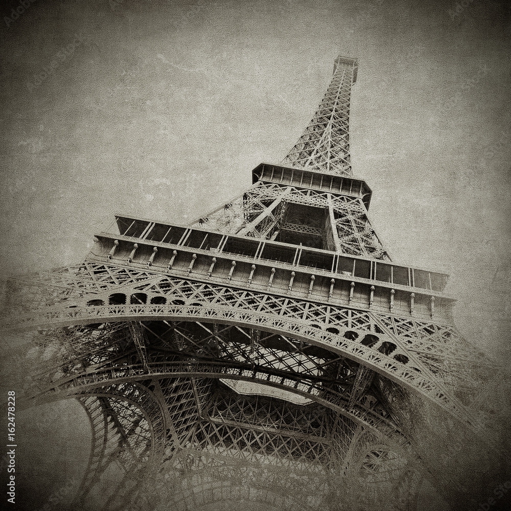 Fototapeta Rocznika wizerunek wieża eifla, Paryż, Francja
