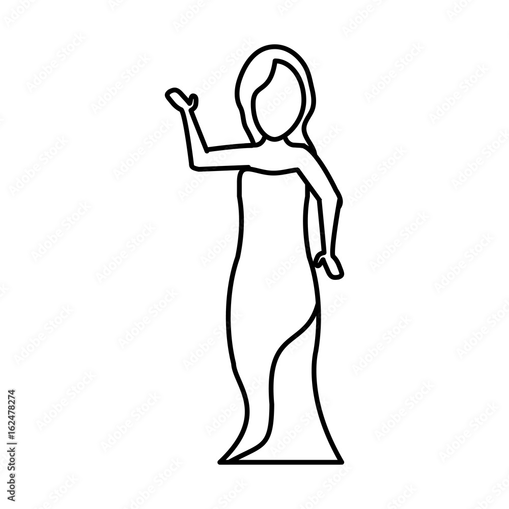 woman avatar wearing long strapless dress icon image