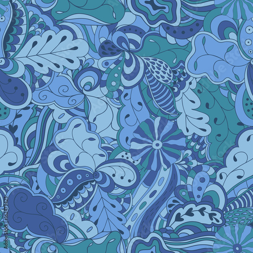Seamless abstract hand-drawn waves pattern. 