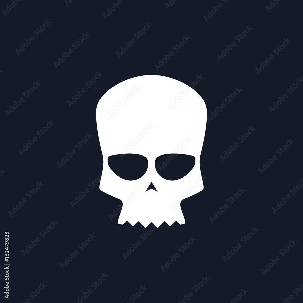 White Biker Skull Isolated, Silhouette Skull on Black Background , Death's-head, Black and White Vector Illustration White Biker Skull Isolated, Silhouette Skull on Black Background , Death's-head, Black and White Vector Illustration