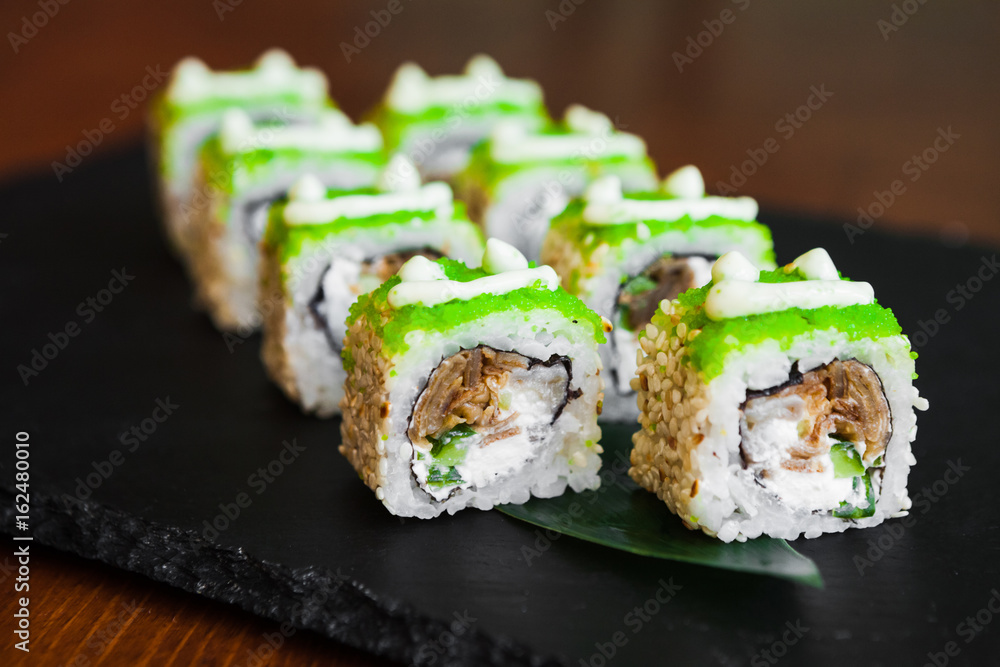 Delicious rolls with fish and cheese Delicious rolls with fish and cheese