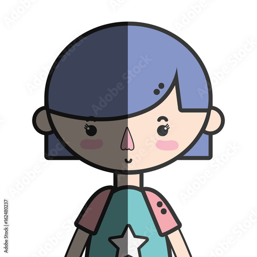 tender girl child with pijama and hairstyle