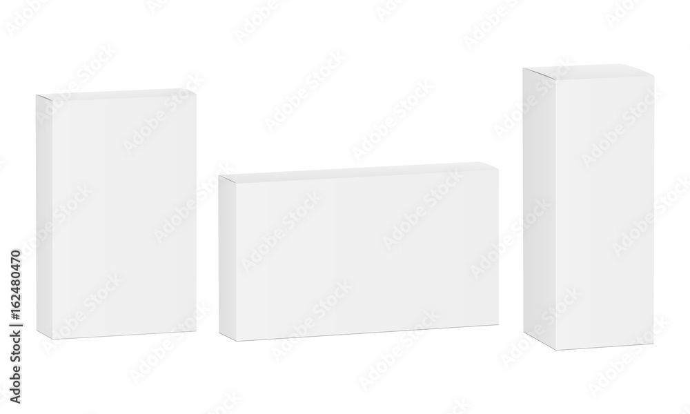 Package box mockup - thin, high and wide rectangle. Vector illustration Package box mockup - thin, high and wide rectangle. Vector illustration