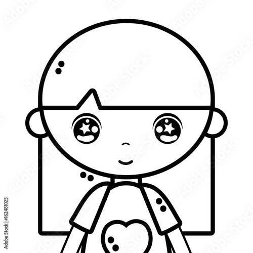 line tender girl child with pijama and hairstyle