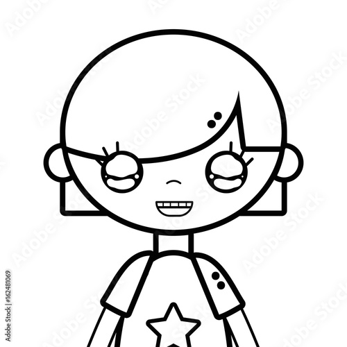 line tender girl child with pijama and hairstyle