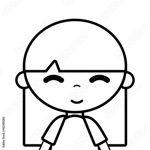 line tender girl child with pijama and hairstyle