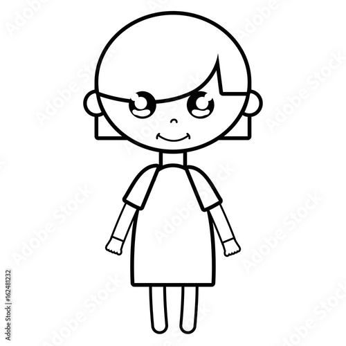 line tender girl child with pijama and hairstyle