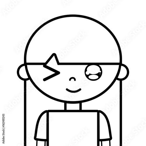 line tender girl child with pijama and hairstyle